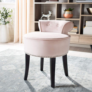 Safavieh MCR4546K Home Collection Georga Blush Pink and Espresso Vanity Stool