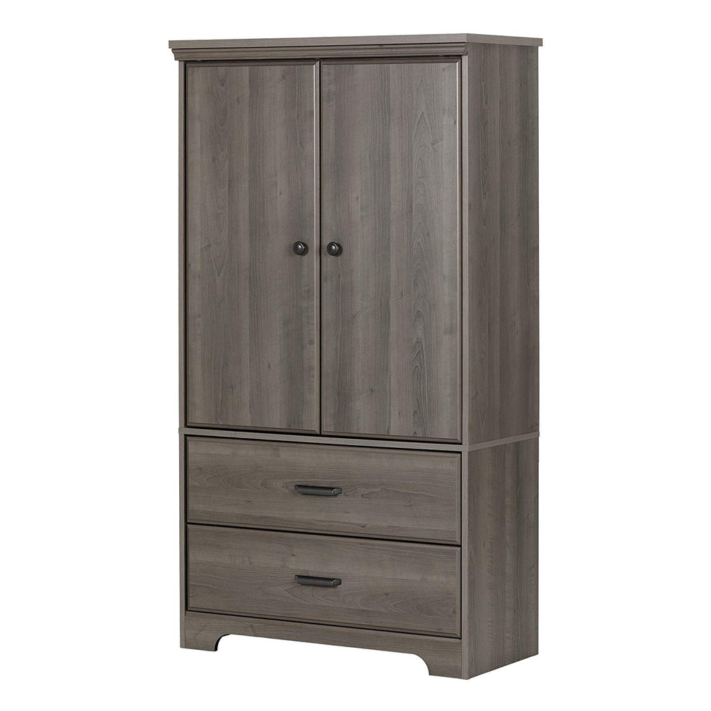 South Shore 2-Door Armoire with Adjustable Shelves and Storage Drawers